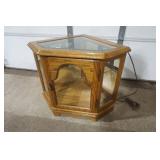 lighted corner cabinet mirrored back and side 28"x21"x25"