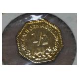 Vintage Souvenir 1855 1/2 California Gold Coin Token - 7/16" Diameter