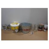 Assorted Barware -Mugs, Glasses, Ice Buckets