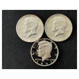 1965, 1966 40% Silver and 1991-S Proof Kennedy Half Dollars