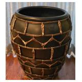 Large Pottery Vase/Planter with Woven Twine Accents