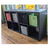 Pair of Grey Brown Wood Storage Cubes