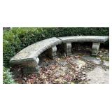 Pair of Curved Cement Garden Benches