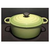 Le Creuset Lime Green Enamel Cast Iron Dutch Oven