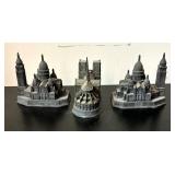 Three Paris Motif Metal Architectural Figurines