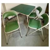 Vintage Metal and Vinyl Folding Table and Chairs