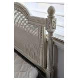 French Provincial Queen Size Painted White Cane Headboard