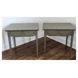 Pair of Green French Style Painted Wood Side Tables by Art and Commerce