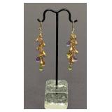 Stunning 18k Gold and Semi Precious Stone Drop Earrings