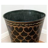 Vintage Green Footed Toleware Waste Basket