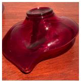 Whimsical Vintage Glass Red Platter, Divided Dish and Vase