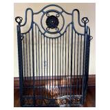 Vintage Three Section Decorative Wrought Iron Folding Fire Screen and Tools