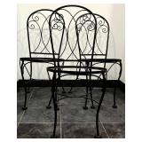 Three Parlor Black Wrought Iron Chairs