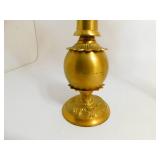 Two Laquered Candle Holders Made In India With Gold Glass Lamp Globes