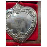 4-Wallace Silversmiths Sterling Silver Heart Ornaments 1992, 1993, 1994, & 1995