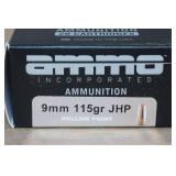 20 Ammo Inc 9mm Luger 115 Gr JHP Ammo