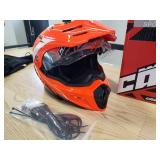 Castle CX950 V@ EL Modular Helmet with heated shield Dual Sport - Orange/Black/White - 3XL