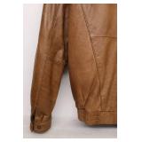 Vintage Ladies Cougar International Camel Suede Leather Satin-Lined Zipper Snap Jacket Coat