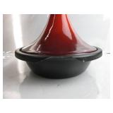 Le Creuset Enameled Cast Iron Moroccan Tagine, 2.5 qt., Cerise OPEN BOX/DAMAGED, CHIPPED/BROKEN ON SIDE, STILL CLOSES, NEW!