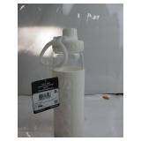 adidas 720 Ml (24 Oz) Squad Refillable Glass Water Bottle, White, One Size DIRY ON OUTSIDE, HAS PINK STAIN, NEW!