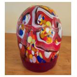 Red Murano Style Art Glass Shade