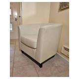 White Faux Leather Barrel Chair