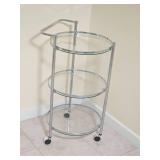 Modern Chrome Finish Circular Serving Cart