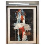 Great Looking Pair of Framed Signed Numbered Modernist Abstract Lithographs in Floating Frames