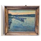 Excellent Framed Original Oil on Canvas River Scene Painting by MN Artist Bela Petheo (1934-2017)