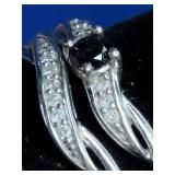 New! Diamore Sterling Silver 1/4 ct tw Black and White Diamond Bridal Set