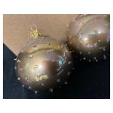 3 Tan Pearl Glass Ornaments