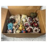 Assorted Box of Fabric and Paper Ornaments