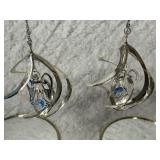 2 Silver Plated Angel Suncatcher Ornaments with Swarovski Crystals