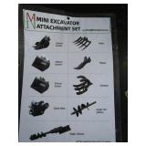 Miva 9pc Mini Excavator Attachment Set 1" Pins