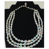 Vintage 1950s Iridescent Crystal Necklace & Earring Set