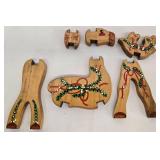 Set of 2 Vintage Handmade Wooden Reindeer Christmas Décor