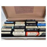 Vintage Faux Leather Carrying Case w/8 Track Tapes