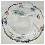 3D Tulips Glass Dishes Raised Design w/ Hints Of Color