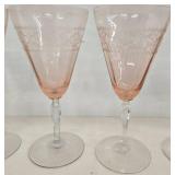 Vintage FOSTORIA Eilene Pink Rose Water Goblets - Qty 6