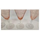 Vintage FOSTORIA Eilene Pink Rose Water Goblets - Qty 6