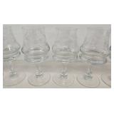 Vintage KROSNO Poland Crystal Etched Glass Decanter & 7 Glasses