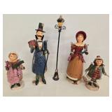 Vintage Bobblehead Carolers & Santa Skating on Pond Music Box