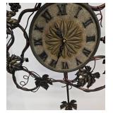 Vintage 90s Cast Iron Leaf & Grape Wall Clock