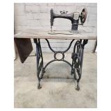 Vintage Household Sewing Machine on Pedal Stand - Antique Cast Iron