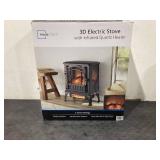 Mainstays 2-Setting 3D Electric Stove Heater with Life-like Flame, Black