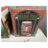 Collection of 1990s Budweiser Holiday Steins with Original Boxes and Boxes without Steins