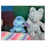 Lot of Mixed Textiles and Stuffed Animals Including Tapestry Throw