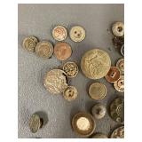 Collection of Assorted Vintage Buttons and Metal Artifacts