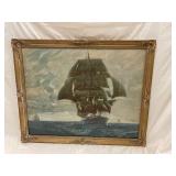 Vintage Framed Nautical Maritime Ship Print Art Decor