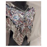 Vintage 100% Silk Sequined Multi-Color Top Made in India